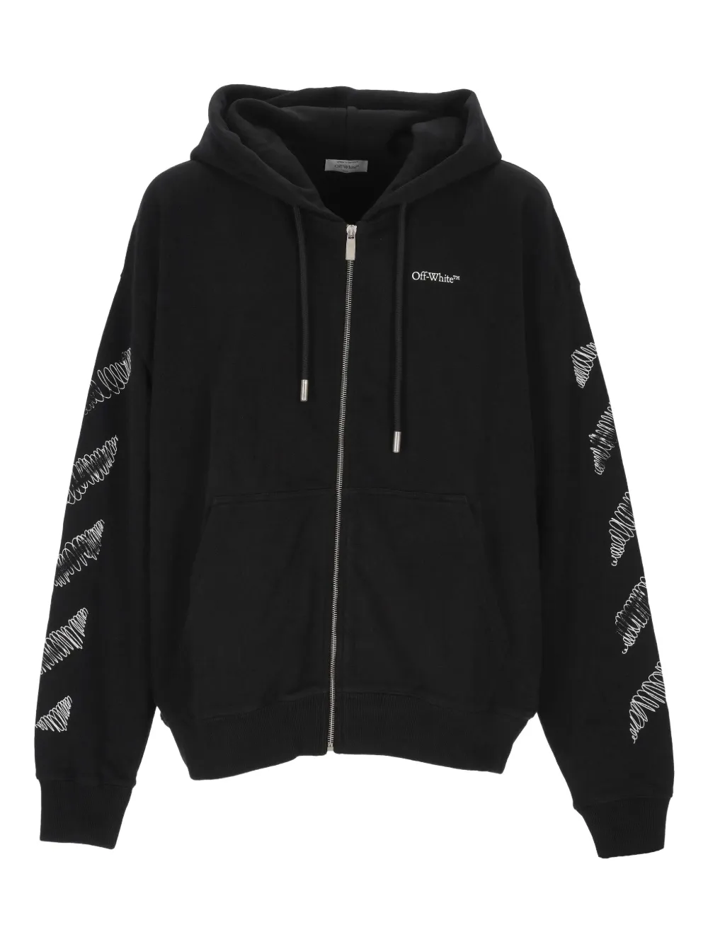 

Худи на молнии с принтом-каракули OFF-WHITE, черный