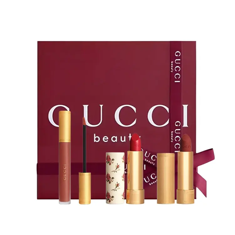 

Heartfelt Velvet Mist Box Помады матовые, легко растушевываются, для тона кожи GUCCI, three-piece set: cloud mist liquid lipstick #505+silky lip balm #25+velvet matte lipstick #505