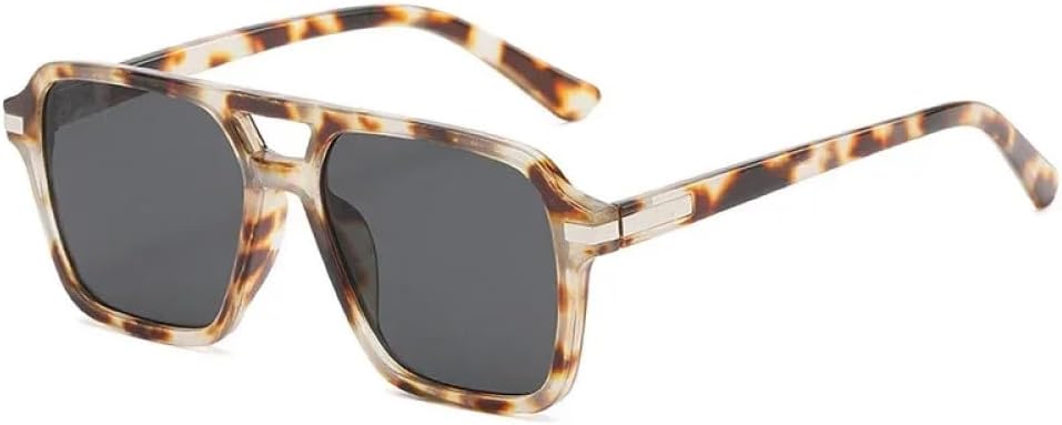 

Винтажные квадратные солнцезащитные очки для мужчин, с градиентным зеркальным покрытием, защита от УФ-излучения UV400, модные солнцезащитные очки для женщин, леопардовый принт, черный, серый, V UOVSAW, Leopard Black Grey