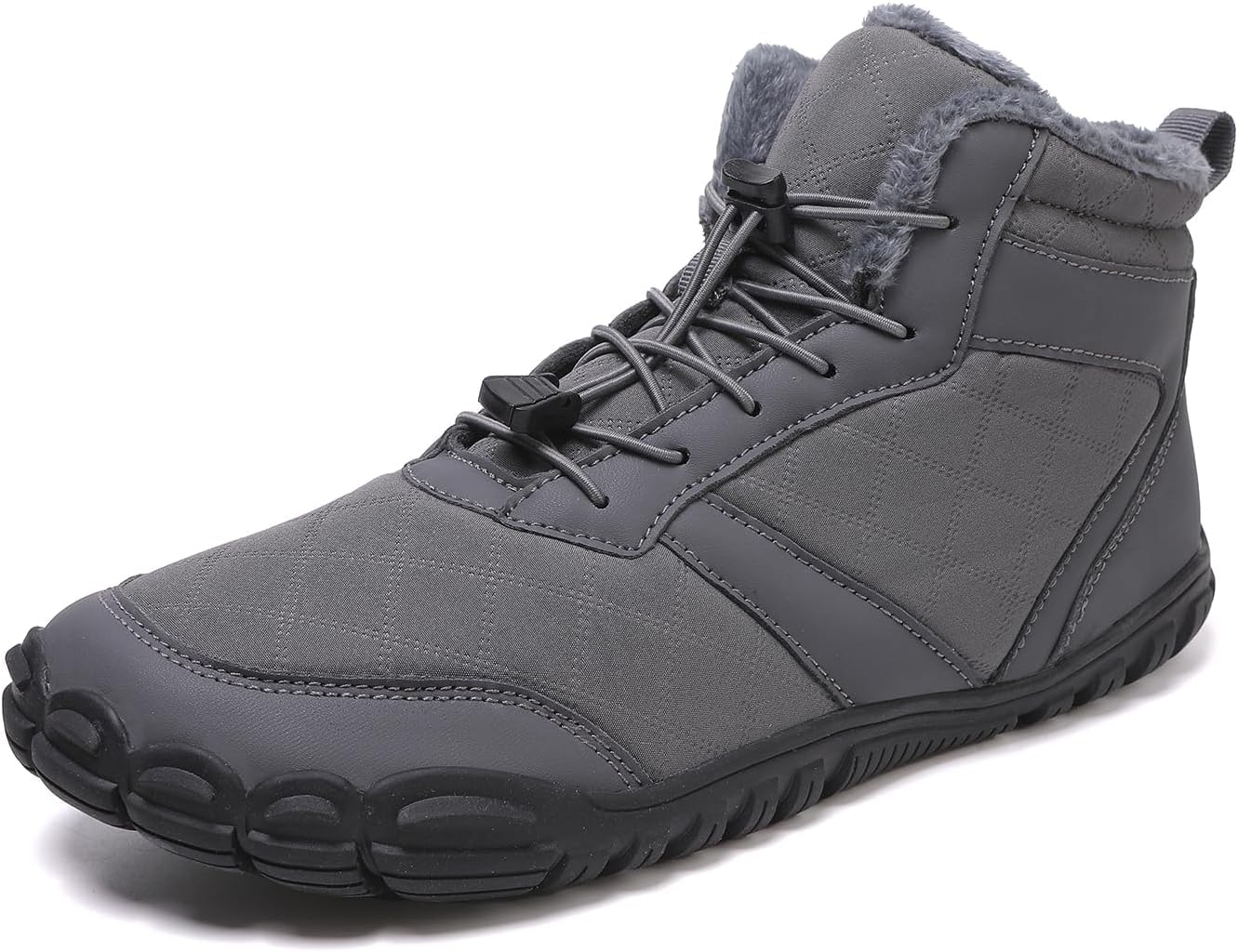 

Зимние походные босоножки для женщин и мужчин, водонепроницаемые походные туфли с широким носком, минималистичные теплые ботинки на снег с нулевым каблуком, обувь на каждый день Zureto, серый