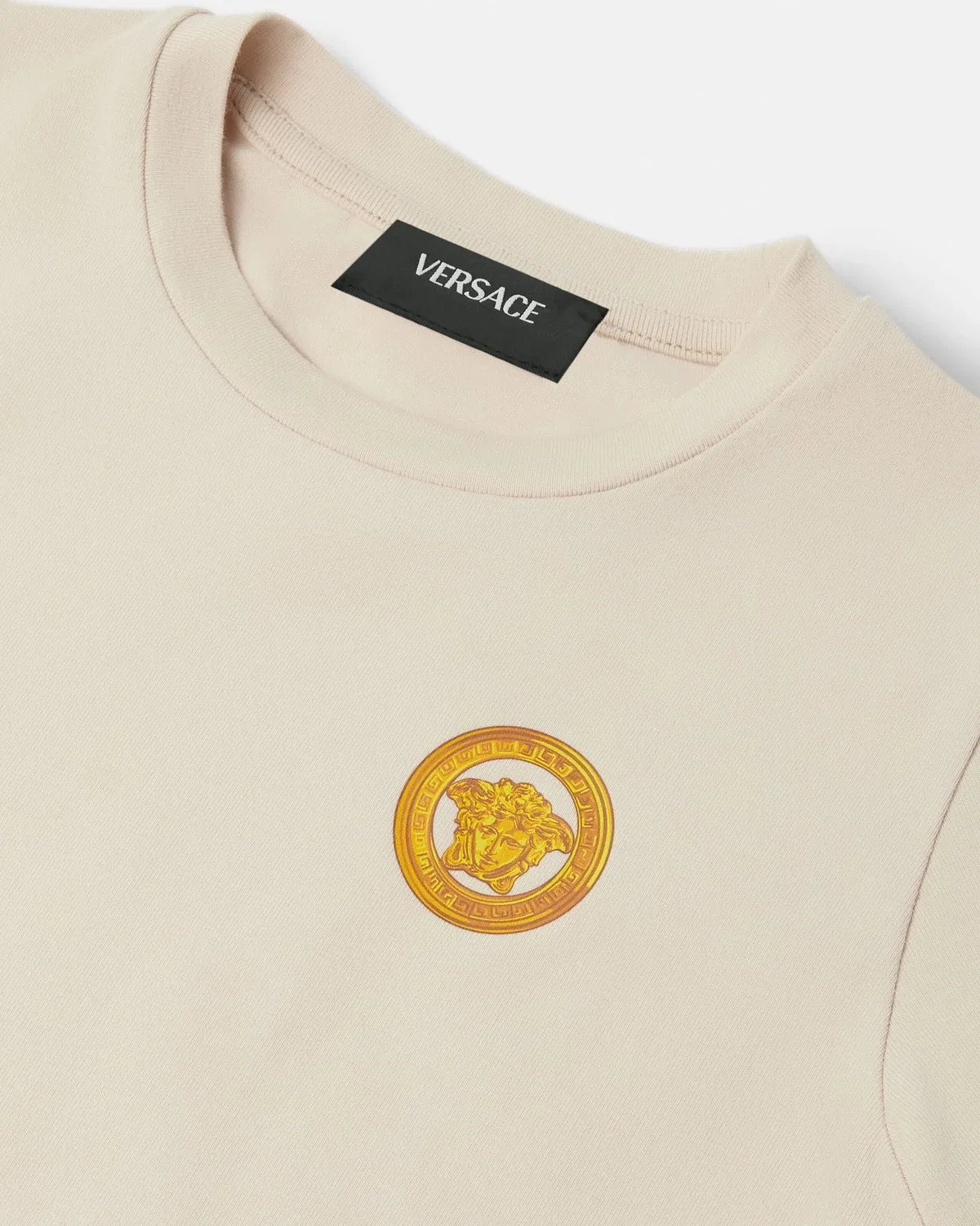 Детская футболка из хлопкового джерси с принтом VERSACE, бежевый — фото 4