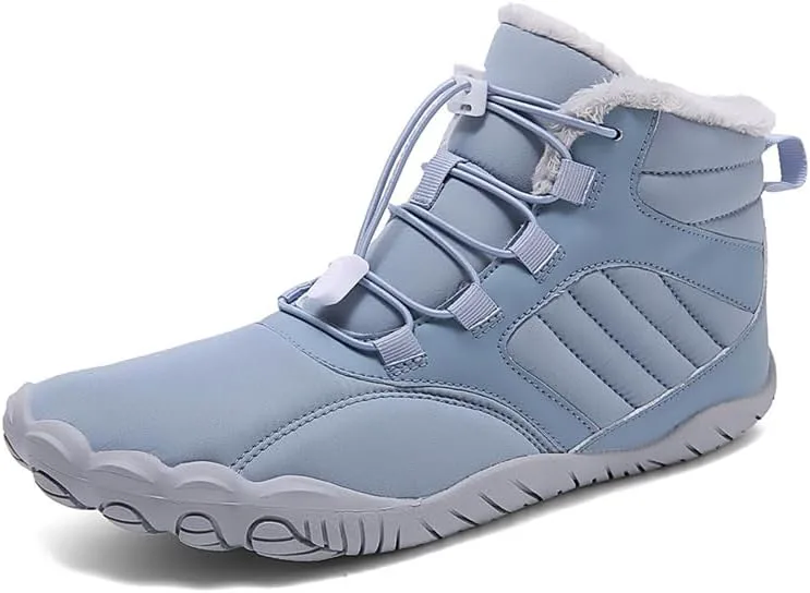 Зимние теплые ботинки Asifn Mens Barefoot с меховой подкладкой для походов, минималистичные, водонепроницаемые, противоскользящие хлопковые обувь, светло-голубой