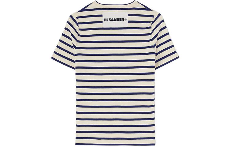 Полосатая хлопковая футболка JIL SANDER, цвет слоновая кость — фото 3