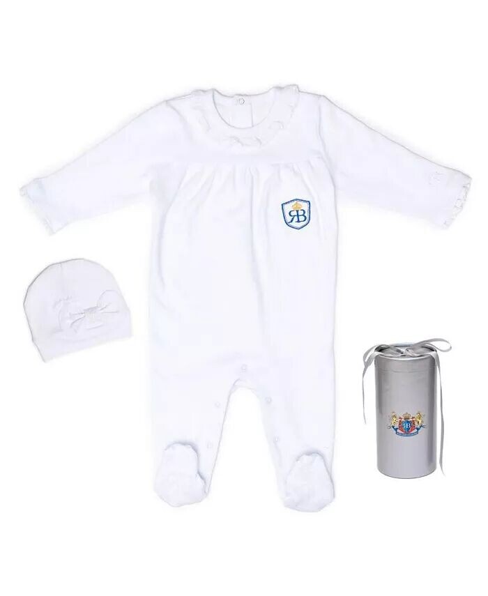 

Комбинезон Baby Royal Baby из органического хлопка в перчатках с шапкой с бантом в подарочной упаковке Royal Baby Collection, белый