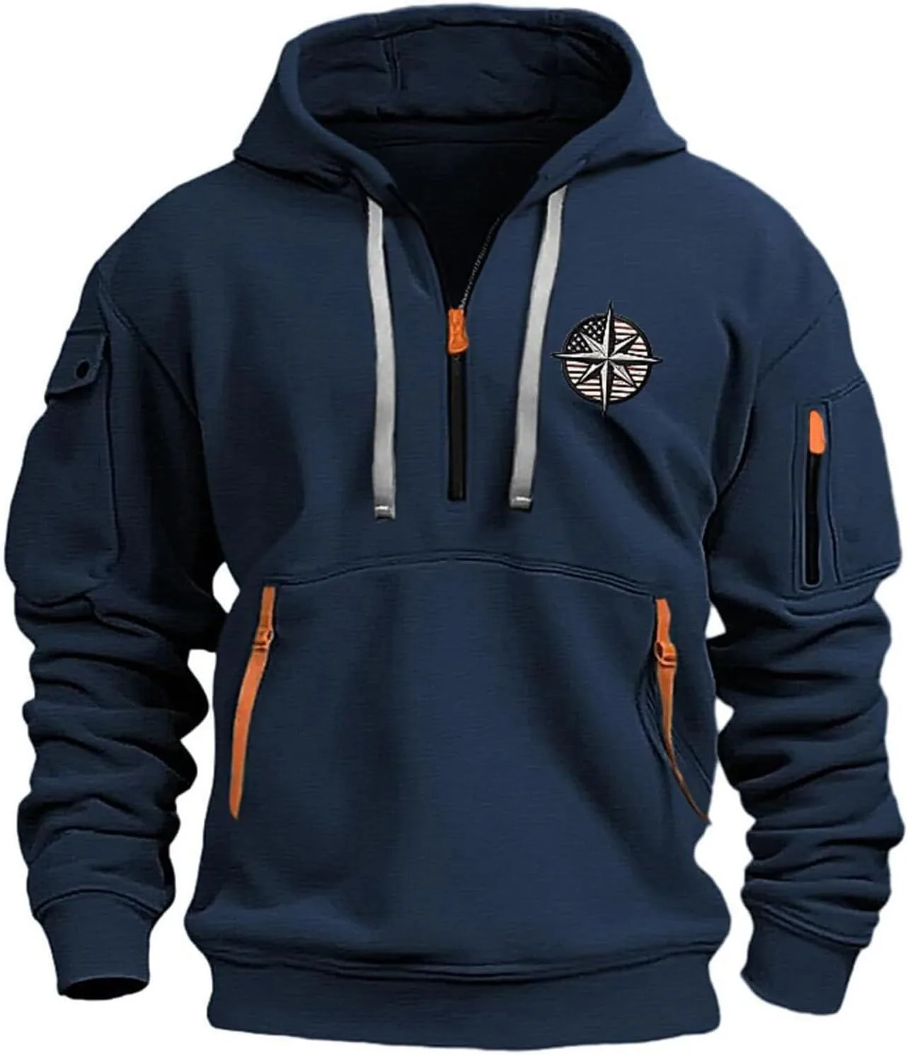 

Толстовка с капюшоном Quarter Zip Pullover для мужчин, с длинным рукавом и карманами