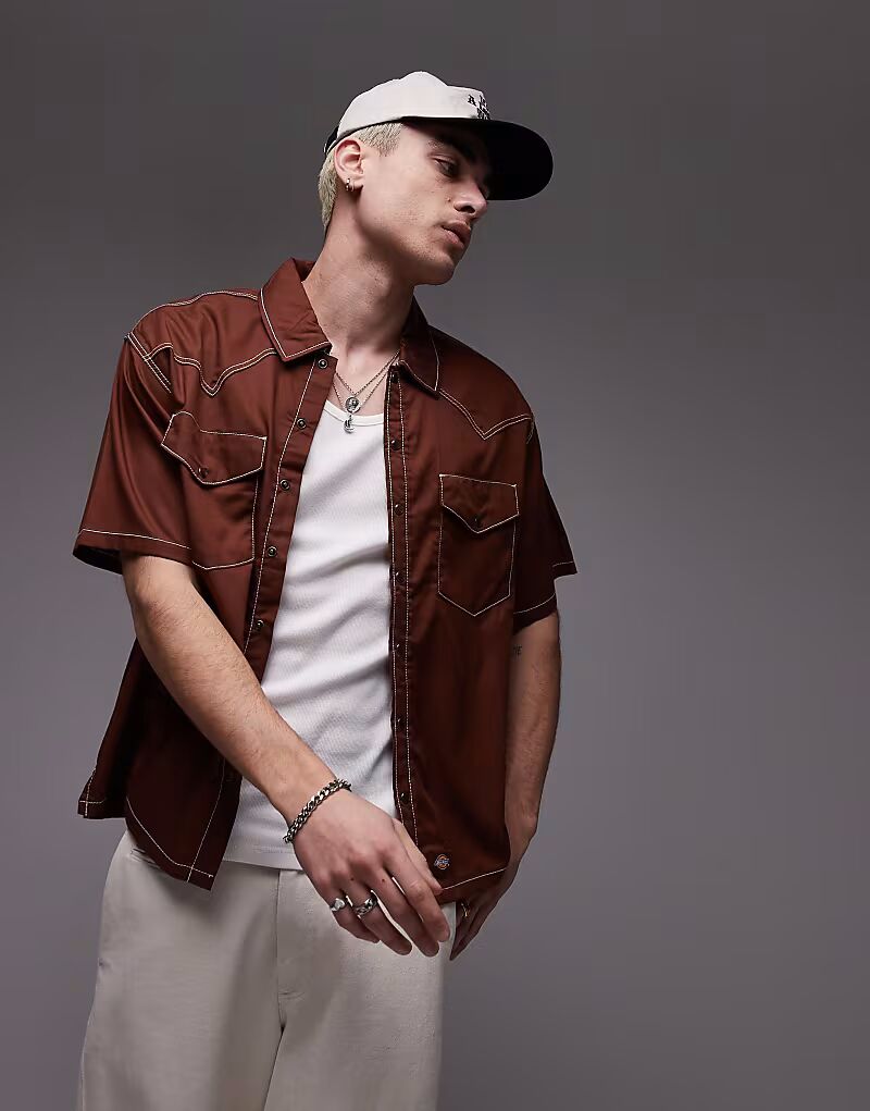 

Рубашка в стиле вестерн Dickies River Ranch цвета капучино-коричневого цвета