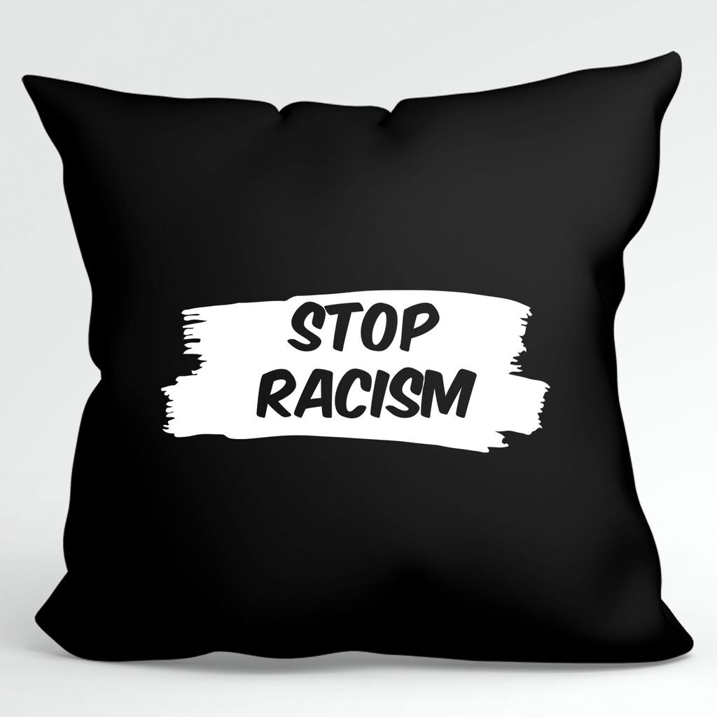 

УРАА! Подушка Stop Racism Love Декоративная наволочка без наполнителя 40х40см Черный с мотивом мира Hellweg Druckerei