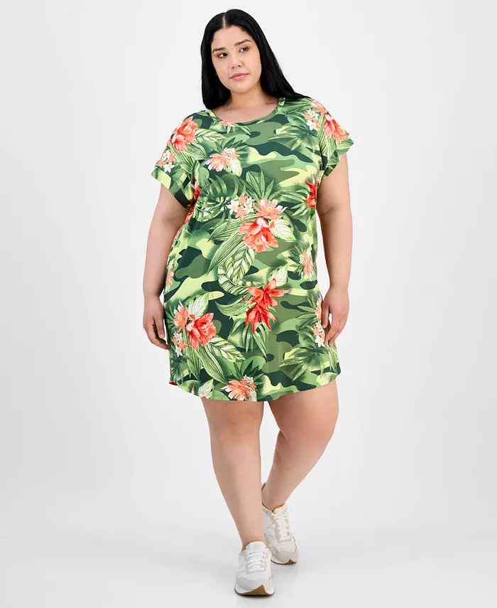 

Модное платье с застежкой на плече Plus Size FULL CIRCLE TRENDS, мультиколор