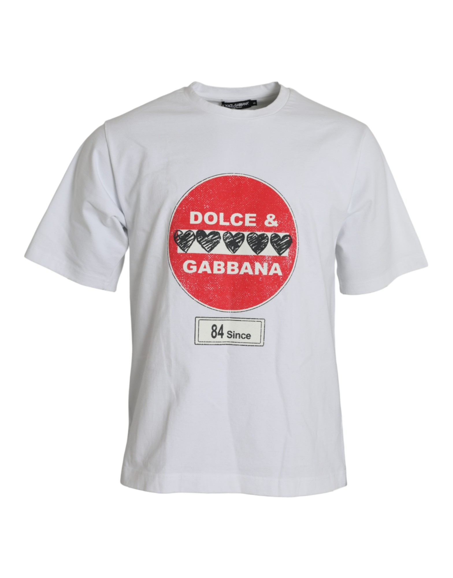 

Белая хлопковая футболка с круглым вырезом и короткими рукавами Amor Heart Dolce & Gabbana
