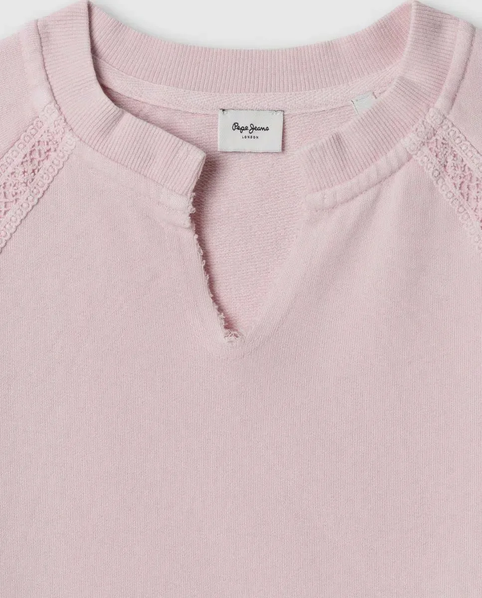 Свитшот с V-образным вырезом Gabelle для девочки Pepe Jeans, розовый — фото 3