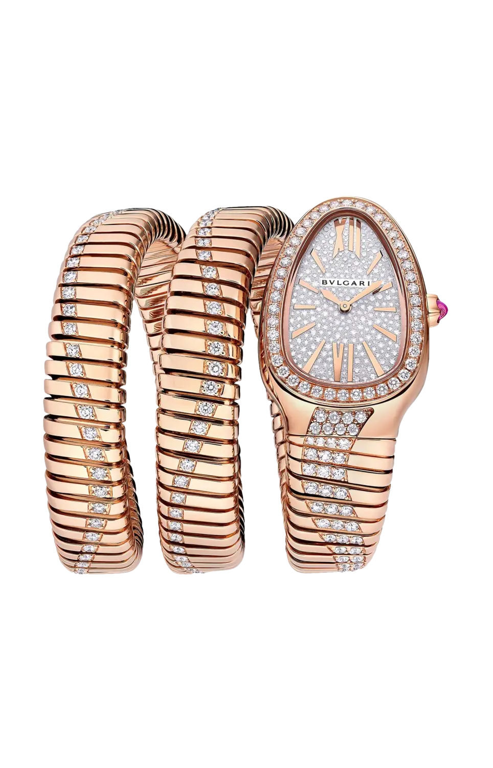 

Часы Bulgari Serpenti Tubogas diamonds dial из розового золота с бриллиантами 35 мм