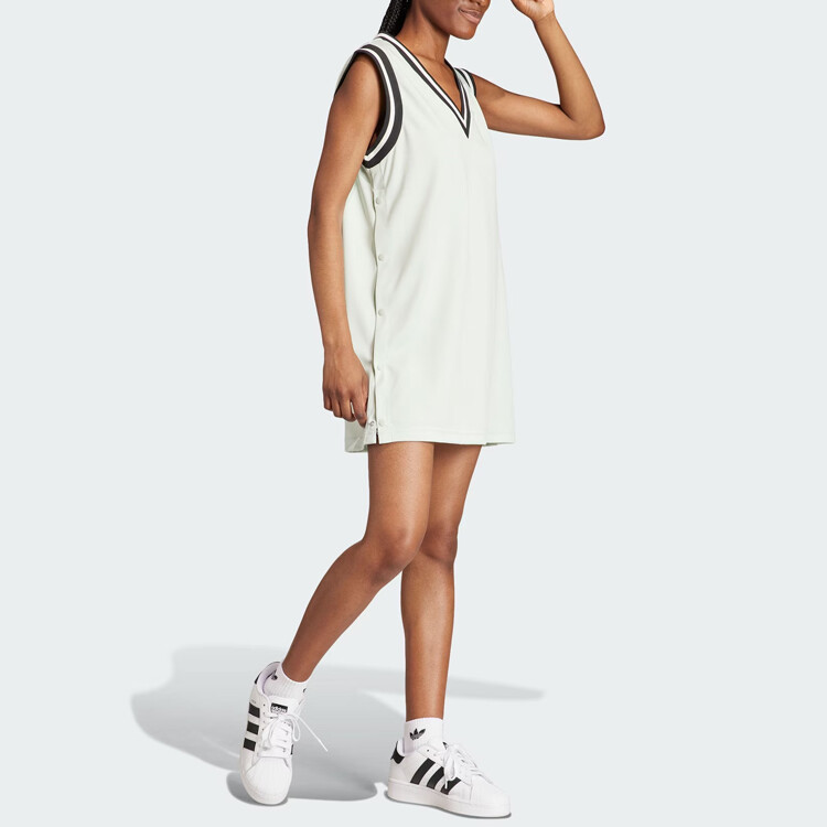 Платье без рукавов женское льняное зеленое Adidas Originals — фото 4