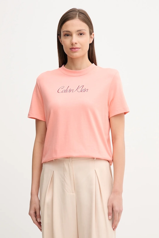 

Хлопковая футболка Calvin Klein Jeans, оранжевый