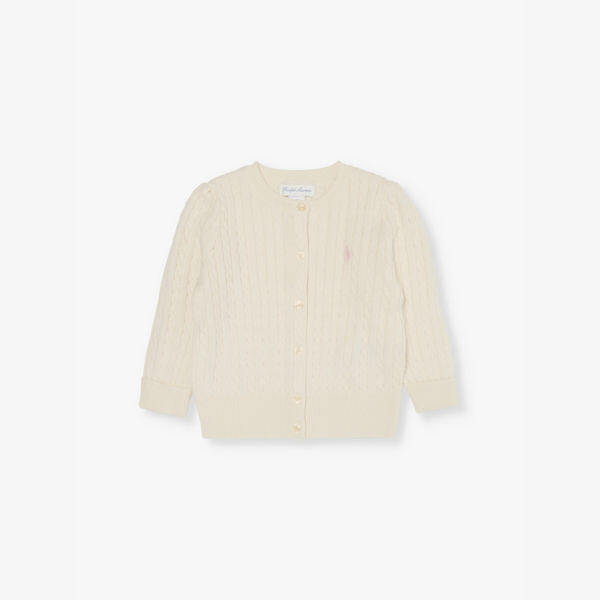 

Хлопковый кардиган с вышитым логотипом для девочки Polo Ralph Lauren, белый