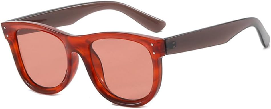 

Мужские солнцезащитные очки Retro Rivets с защитой от УФ-излучения UV400, модные двухцветные, женские солнцезащитные очки, коричнево-красно-красные, один размер TYUVIVO, Brown Red Red