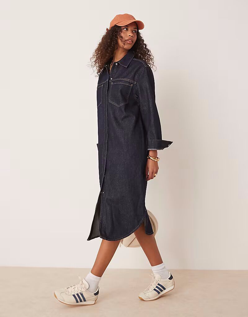 

Платье-рубашка миди ASOS DESIGN в цвете полоскание