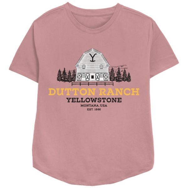 

Женская футболка свободного кроя с принтом «Yellowstone Dutton Ranch Barn» Licensed Character, цвет mauve