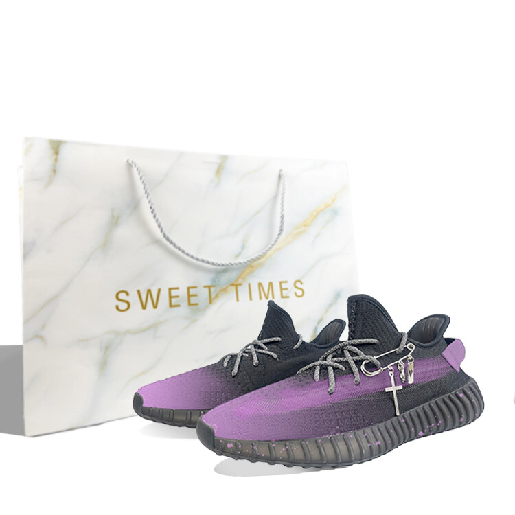 Кроссовки adidas originals Yeezy Boost 350 V2 Lifestyle Shoes Unisex Low-top Black/Purple, фиолетовый