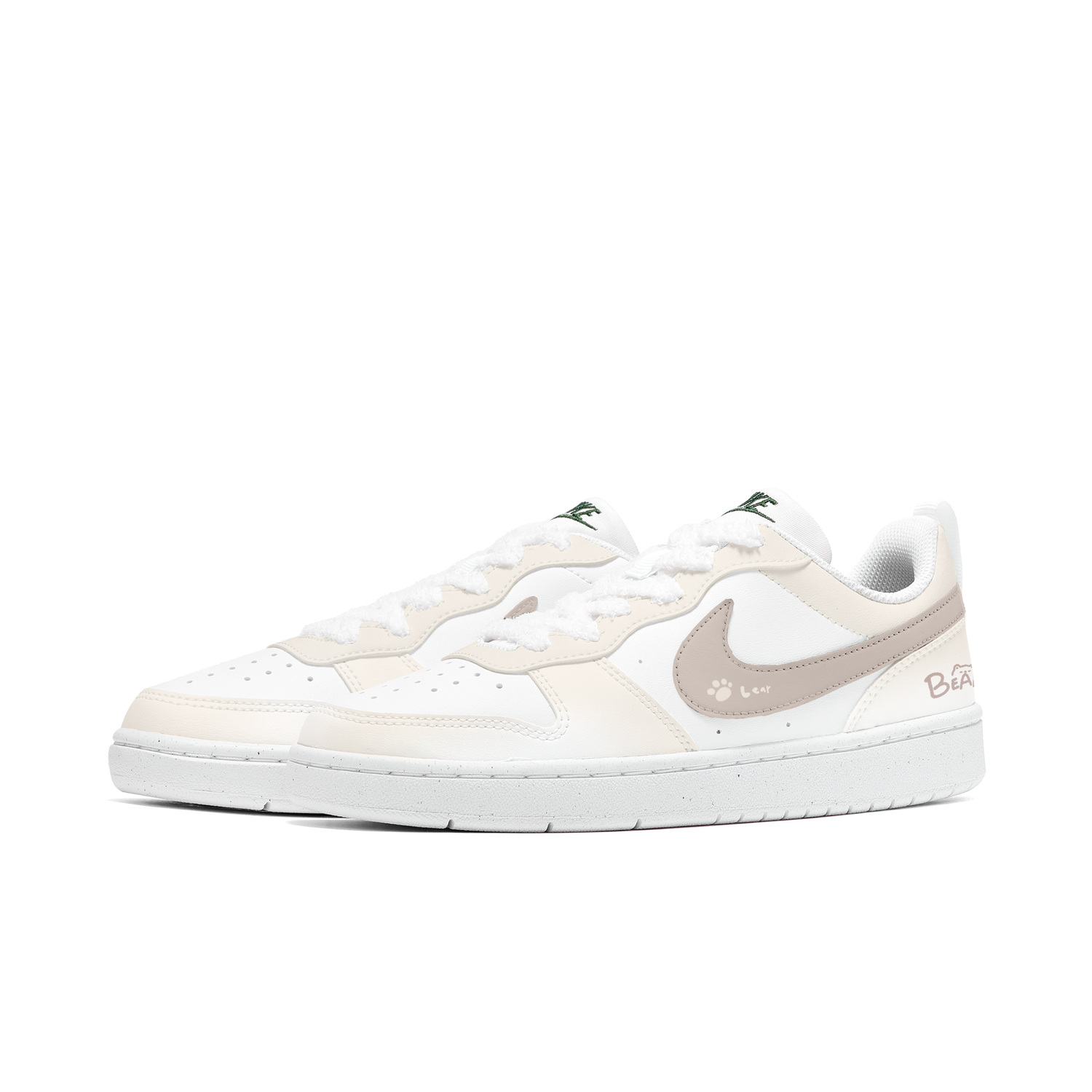 Nike Кроссовки для скейтбординга Court Borough с устойчивой к истиранию амортизацией и дышащим верхом, низкие, для детей, коричневые и белые, для подростков — фото 4