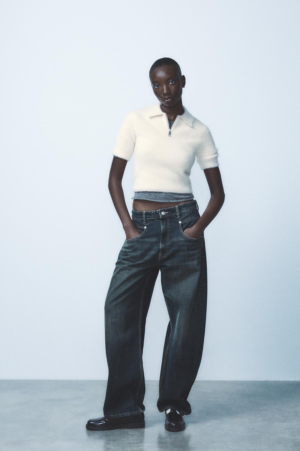 

Поло из искусственного меха ZARA, экрю