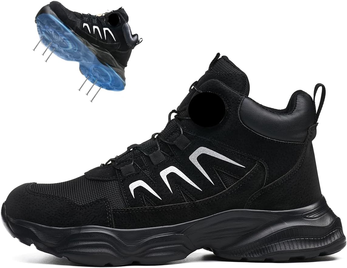 

Мужские защитные ботинки с стальными носками, противоскользящие безопасные ботинки, удобные мужские ботинки, устойчивые к проколам, неразрушимые строительные ботинки Ghsafetylbx, черный