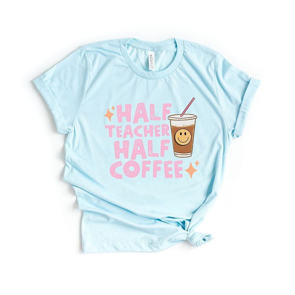 

Футболка с короткими рукавами и рисунком Half Teacher Half Coffee Simply Sage Market, цвет Ice Blue