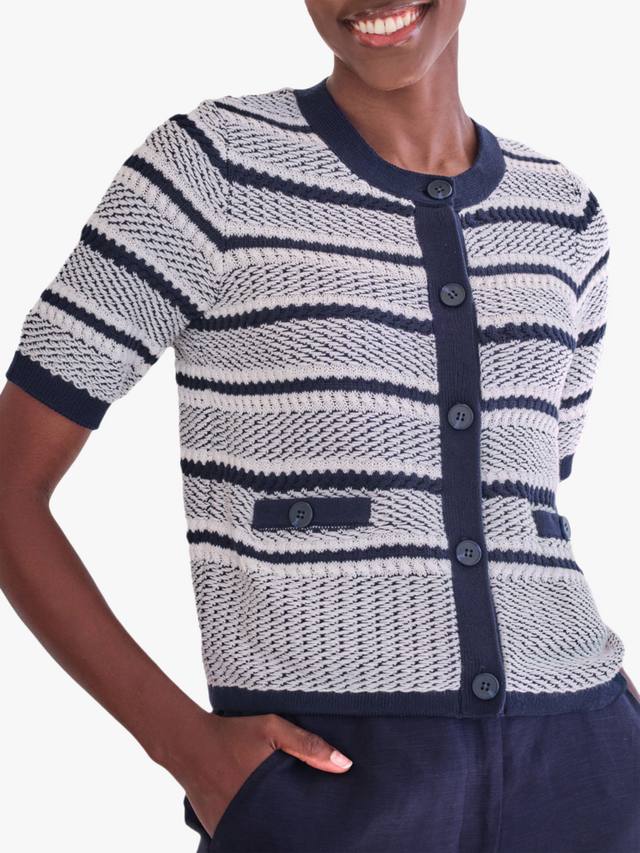 

Полосатый кардиган с короткими рукавами Pure Collection, White/Multi