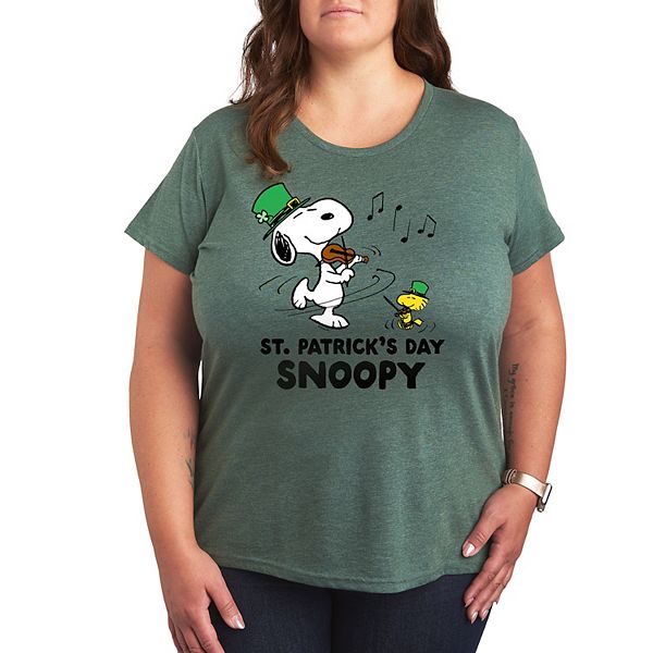 

Футболка с принтом Snoopy в стиле St Patrick's Day и арахисом Licensed Character, Heather Green
