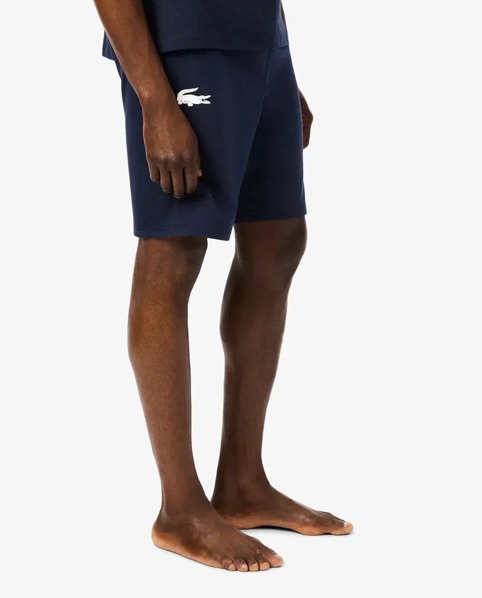 Домашние шорты из флиса с логотипом на поясе для мужчин Lacoste, синий — фото 3