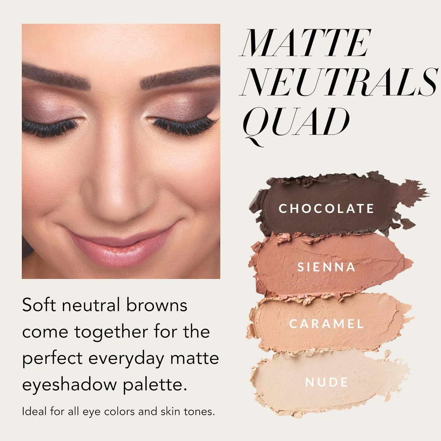 Xtreme Lashes GlideShadow стойкая подводка для век матовые нейтральные набор из 4 цветов: Chocolate, Sienna, Caramel, Nude, легкая крем-пудра, без осыпания, безопасно для наращивания ресниц, Matte Neutrals — фото 2