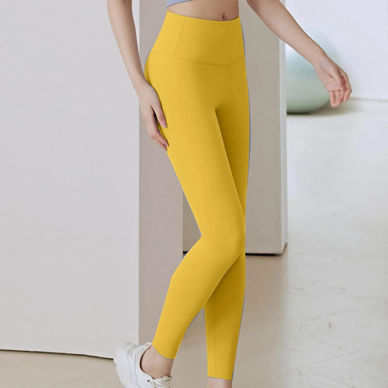 Леггинсы для женщин с высокой талией, контроль живота, Generic, A02_yellow — фото 2