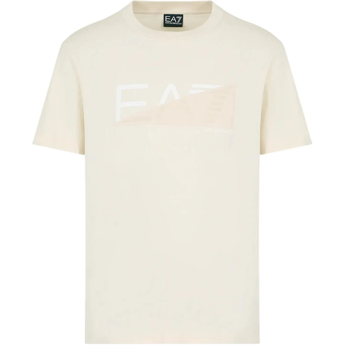Футболка EA7 Letter Logo Print с круглым вырезом и коротким рукавом SS24 мужская кремовая Apricot EMPORIO ARMANI, Cream Apricot