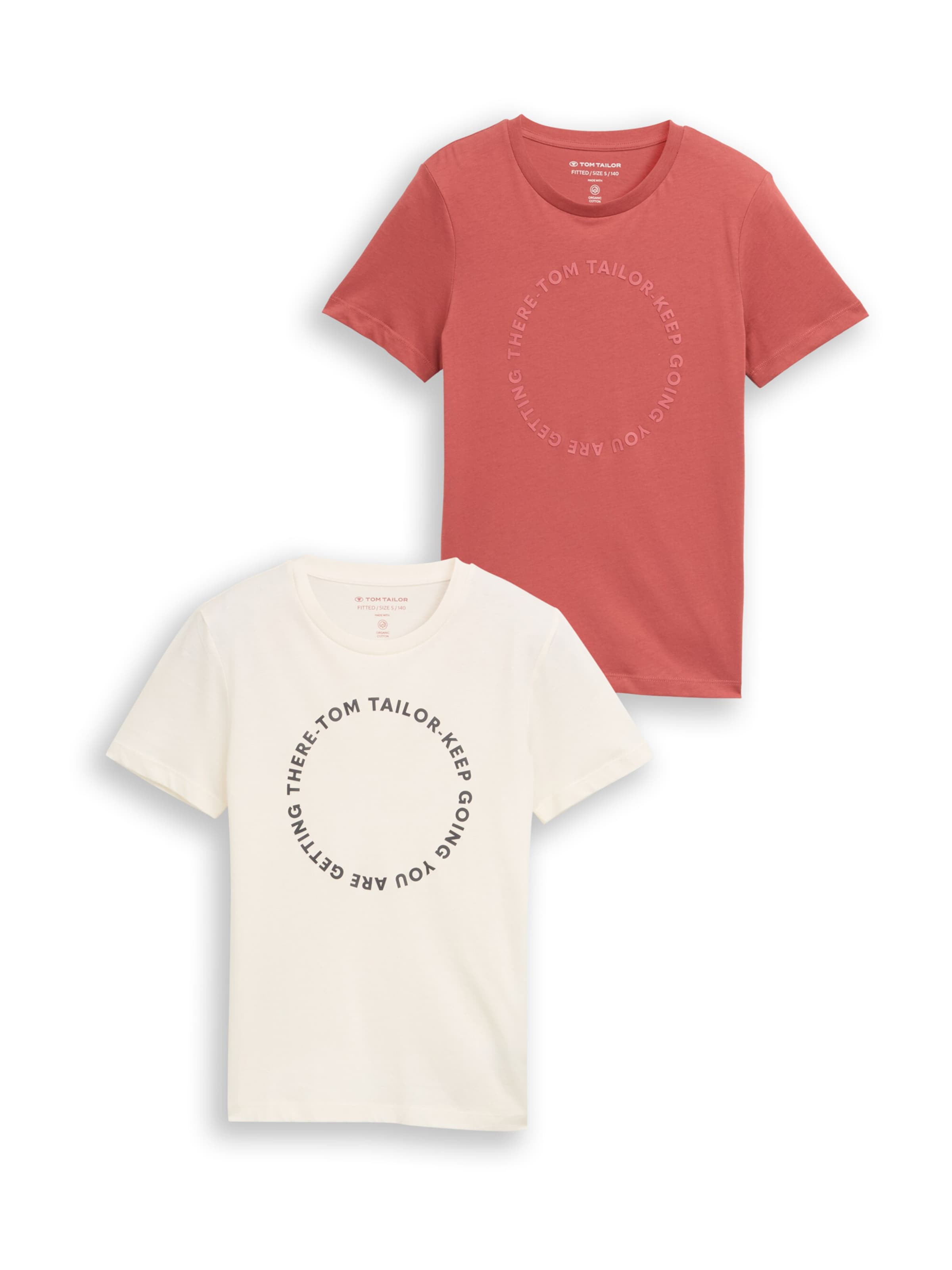 

TOM TAILOR Футболка в светло-бежевом и ржаво-красном цветах