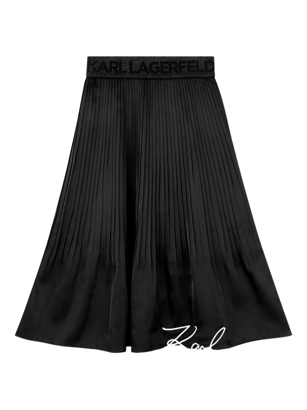 Юбка со складками и логотипом Karl Lagerfeld Kids, черный