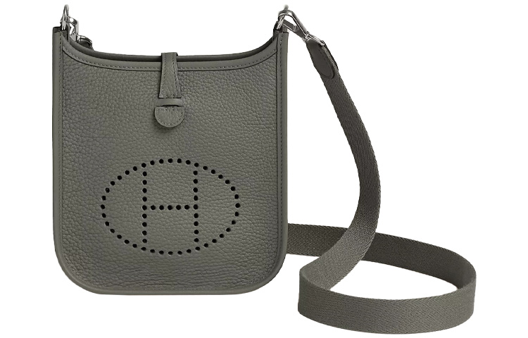 

HERMES Сумка через плечо Evelyne Taurillon Clemence из телячьей кожи, мини-кроссбоди женская, цвет Rain Cloud Gray