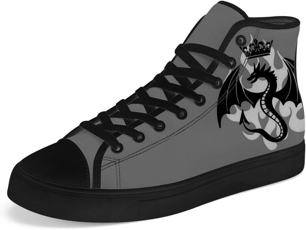 

Женские и мужские высокие кеды на шнуровке Dragon, повседневные кроссовки высокой посадки, подарок для мальчиков и парней Chebing, 615 Gray