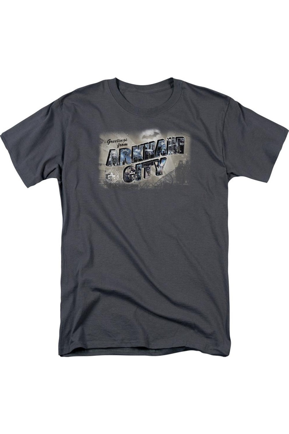 

Футболка с коротким рукавом для взрослых Batman Arkham City Greetings From Arkham Gildan, цвет charcoal