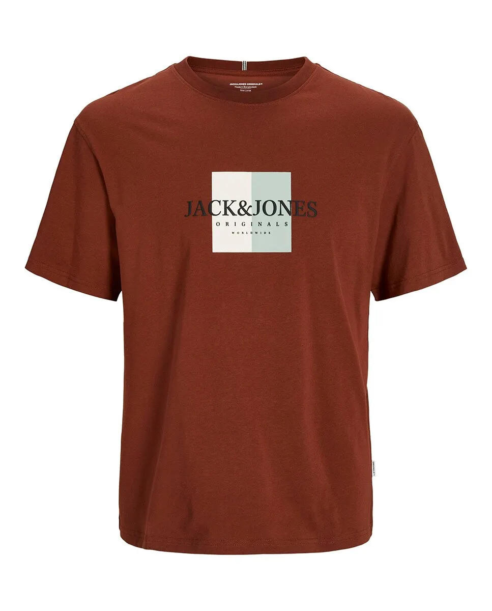 

Мужская футболка с принтом спереди, круглым вырезом и коротким рукавом Jack & Jones, коричневый