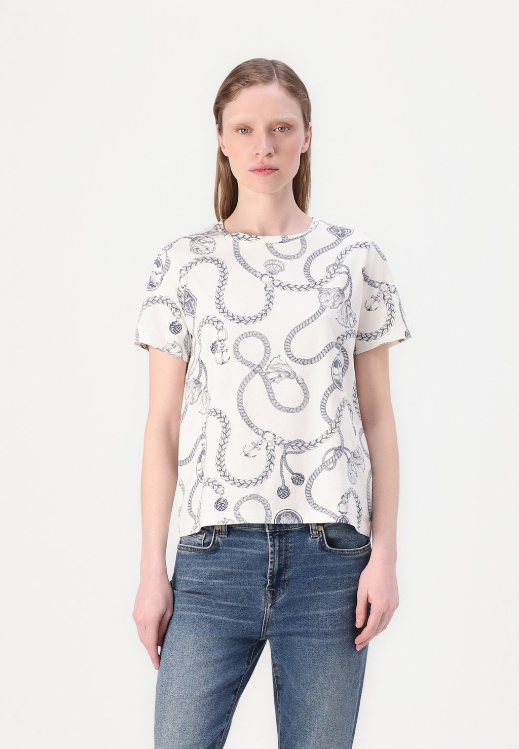

Футболка с принтом SAILING PRINT GANT, молочный