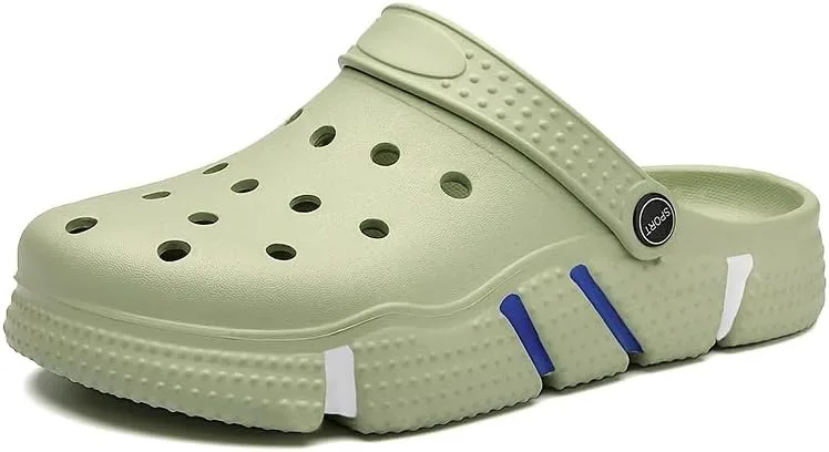 

Унисекс сабо, садовая обувь, легкие нескользящие шлепанцы, повседневные пляжные сандалии с вырезами, обувь для взрослых Hhhchpm, зеленый