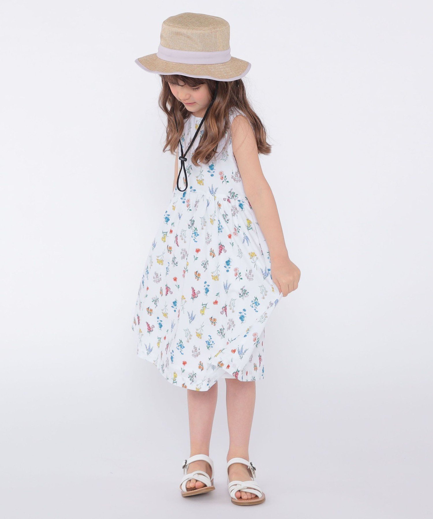 Детское платье с цветочным принтом: 100–130 см / Платье без рукавов SHIPS KIDS, Off white