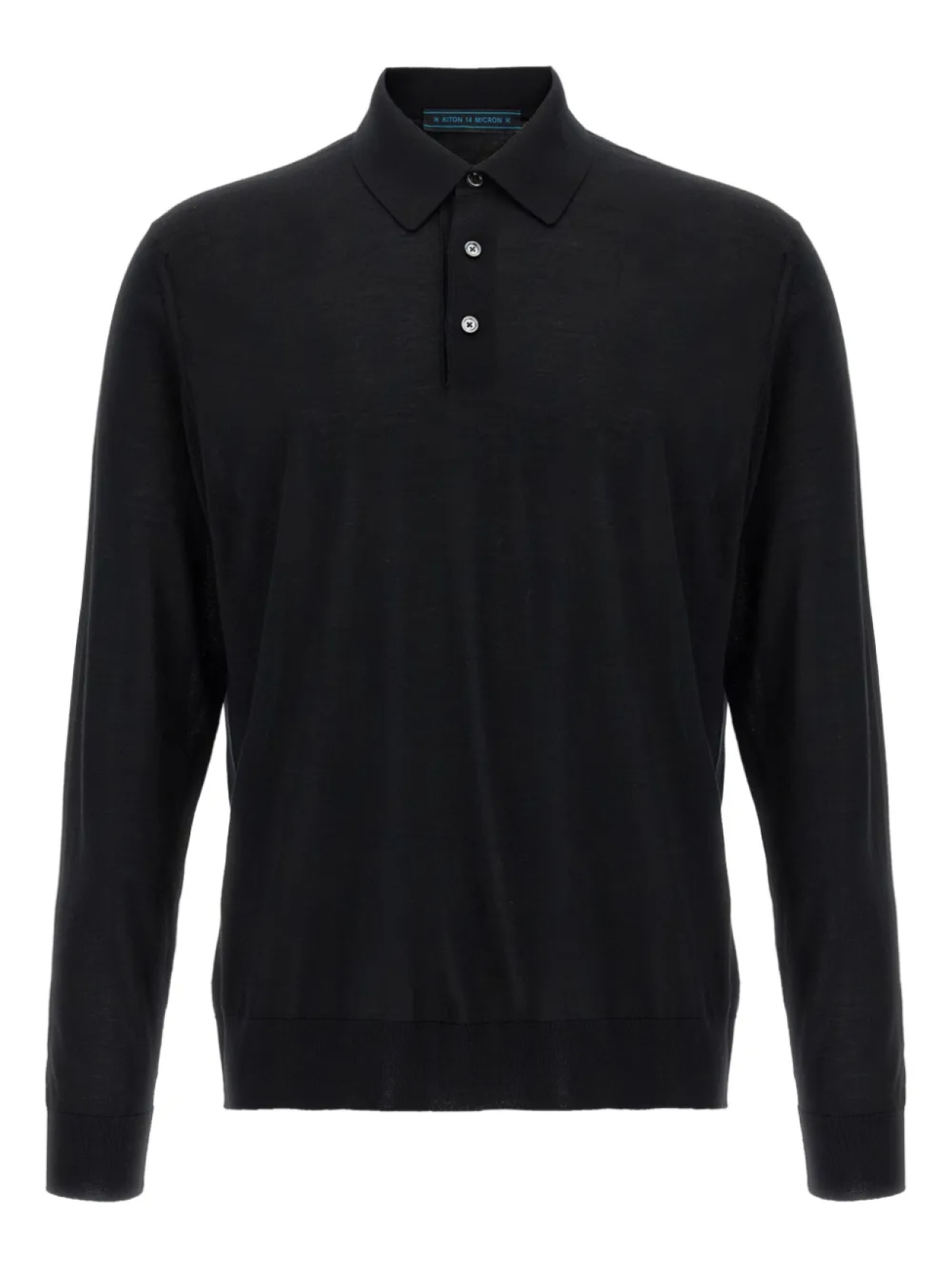 

Футболка-поло Kiton из шерсти с длинными рукавами, черный