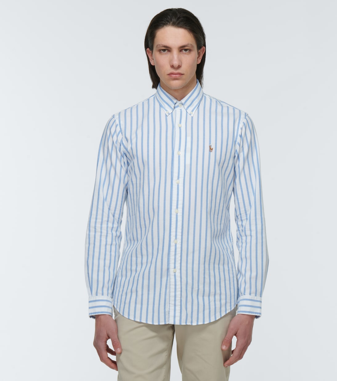 Полосатая хлопковая рубашка Oxford Polo Ralph Lauren, 5149a Blue/White — фото 3