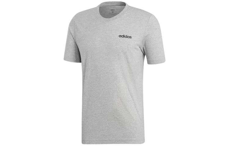Adidas Футболка мужская M Heather Gray/Black с круглым вырезом умеренного прямого кроя