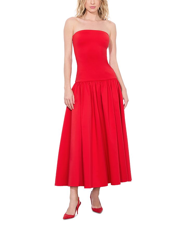 

Ориана Бесплечевое Платье с Заниженной Талией Alice and Olivia, красный