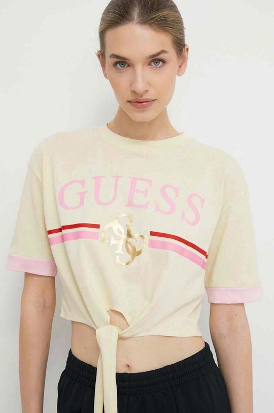

Хлопковая футболка Guess, желтый