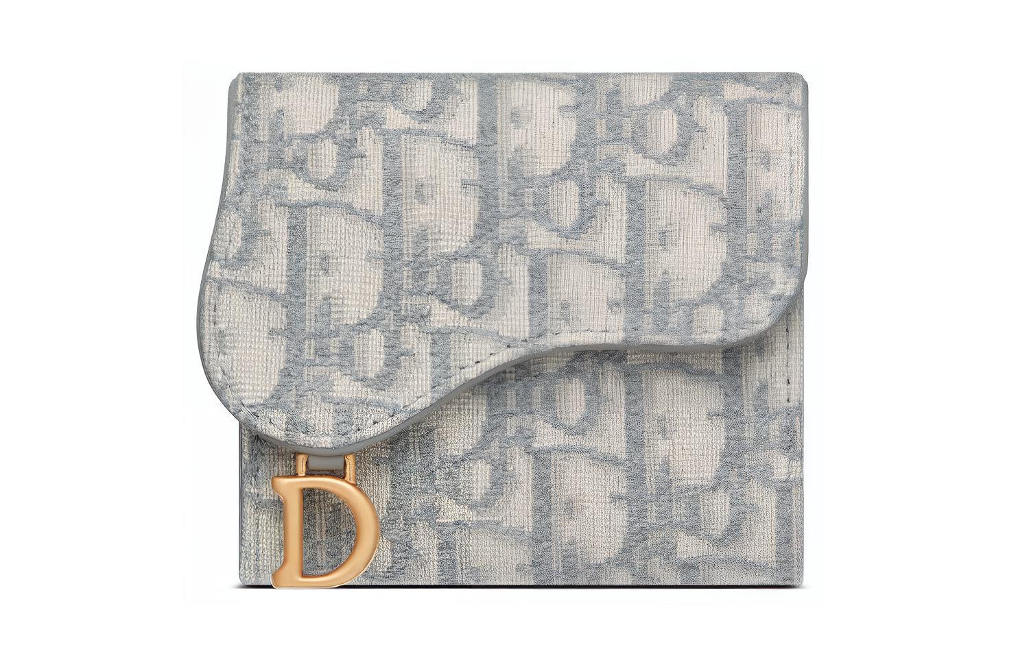 

Dior Женский кошелек-портмоне Saddle Jacquard, средний размер, серый