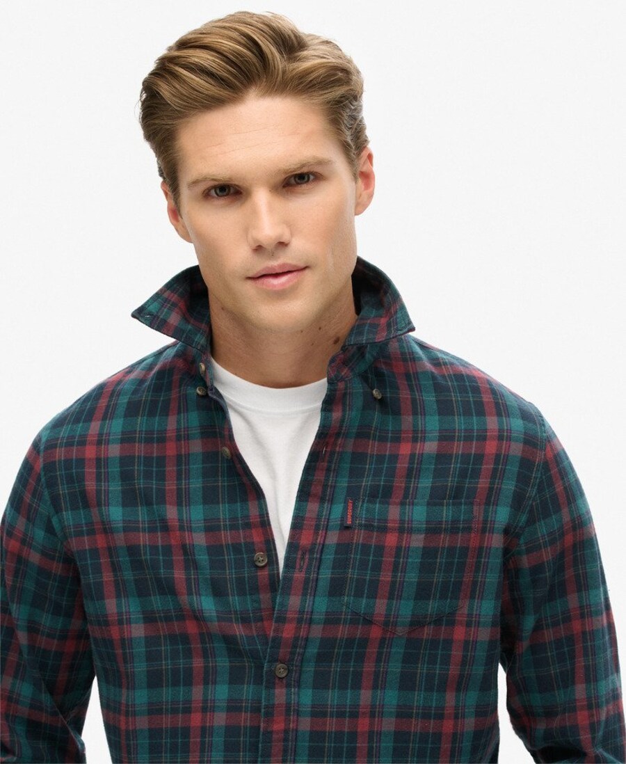 Клетчатая рубашка Superdry Regular fit Button Up Shirt, цвет green/red/black — фото 3