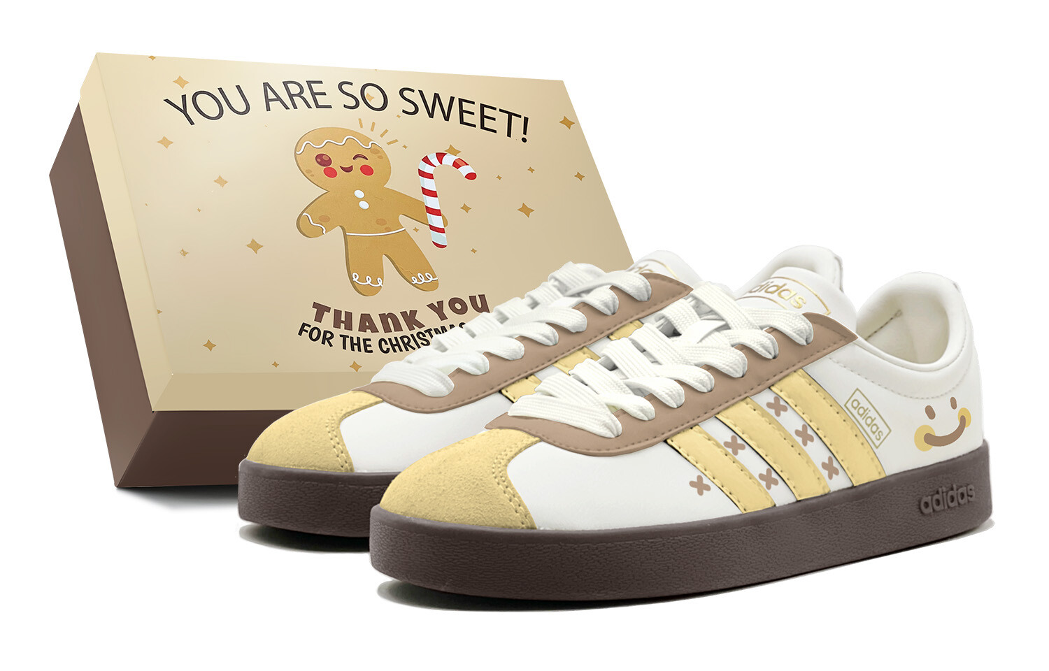 

Кроссовки adidas Vl Court Skateboarding Shoes Unisex Low-top Yellow-brown-white, белый