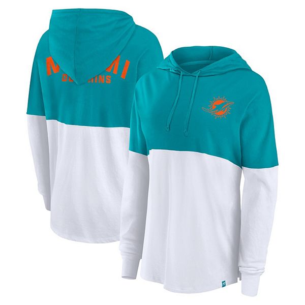 

Женская толстовка с длинным рукавом Miami Dolphins в цвете аква/белый Fanatics